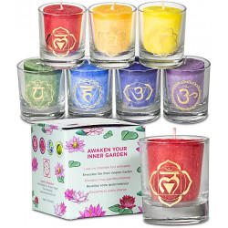 Lot de 3x7 bougies votives Chakra parfumées